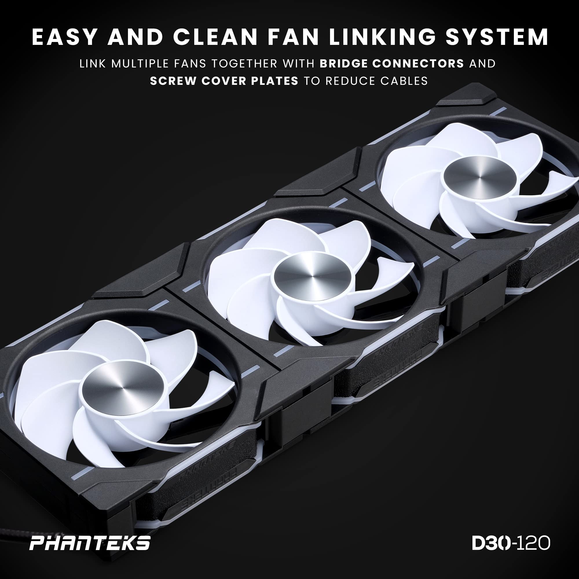 Phanteks D30 Reverse Airflow 120mm D-RGB Fan - Black, Daisy-Chain